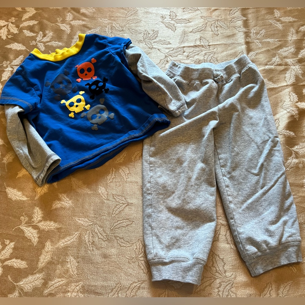Little Me 2 piece Cotton joggers and long sleeve tee Boys